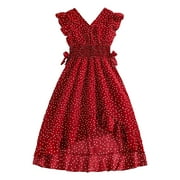Rovga Easter Dresses For Girls Solid Color Sleeveless Dress Dance Party Dresses Spring And Summer Simple Style Clothes 9-10 Years